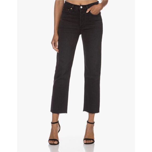 RE/DONE 70’s Stove Pipe Straight Leg Jeans‎ Faded Black Size 26 - Picture 1 of 12
